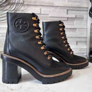 Tory Burch Miller Logo Leather Combat Boots